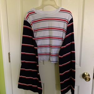 ASOS size 10 bell-sleeve striped crop top!